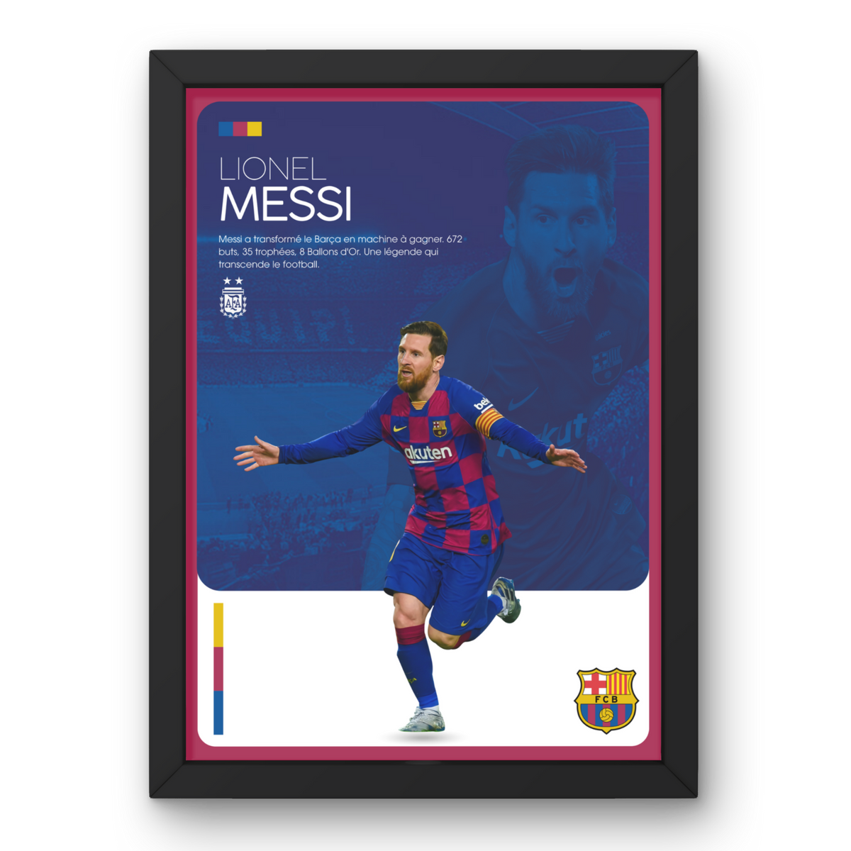 Affiche Lionel Messi - FC Barcelone – Affiche encadrée personnalisée - Cadre Perso