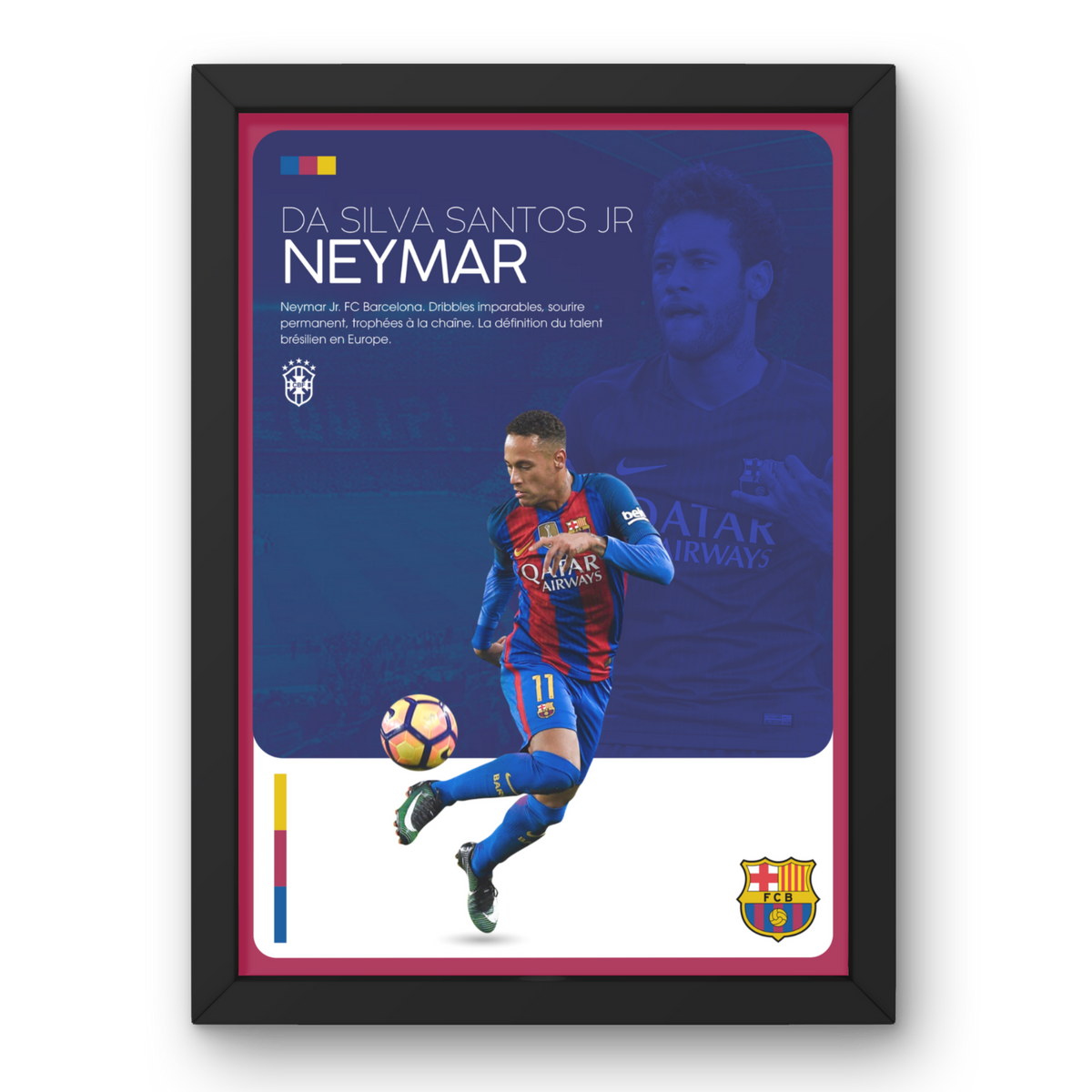 Affiche Neymar Jr - FC Barcelone – Affiche encadrée personnalisée - Cadre Perso