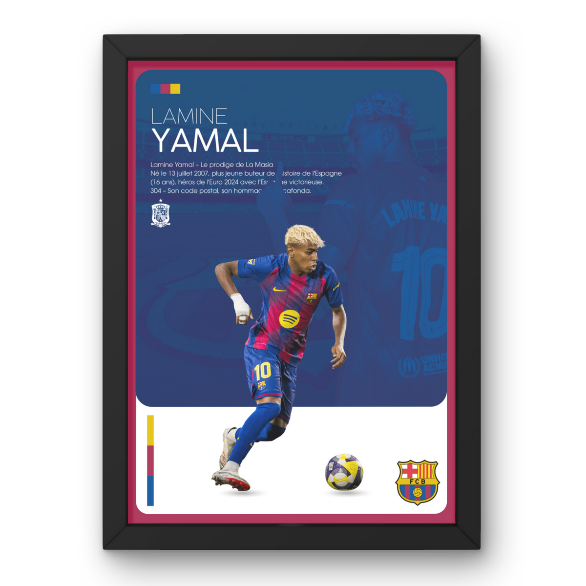 Affiche Lamine Yamal - FC Barcelona – Affiche encadrée personnalisée - Cadre Perso