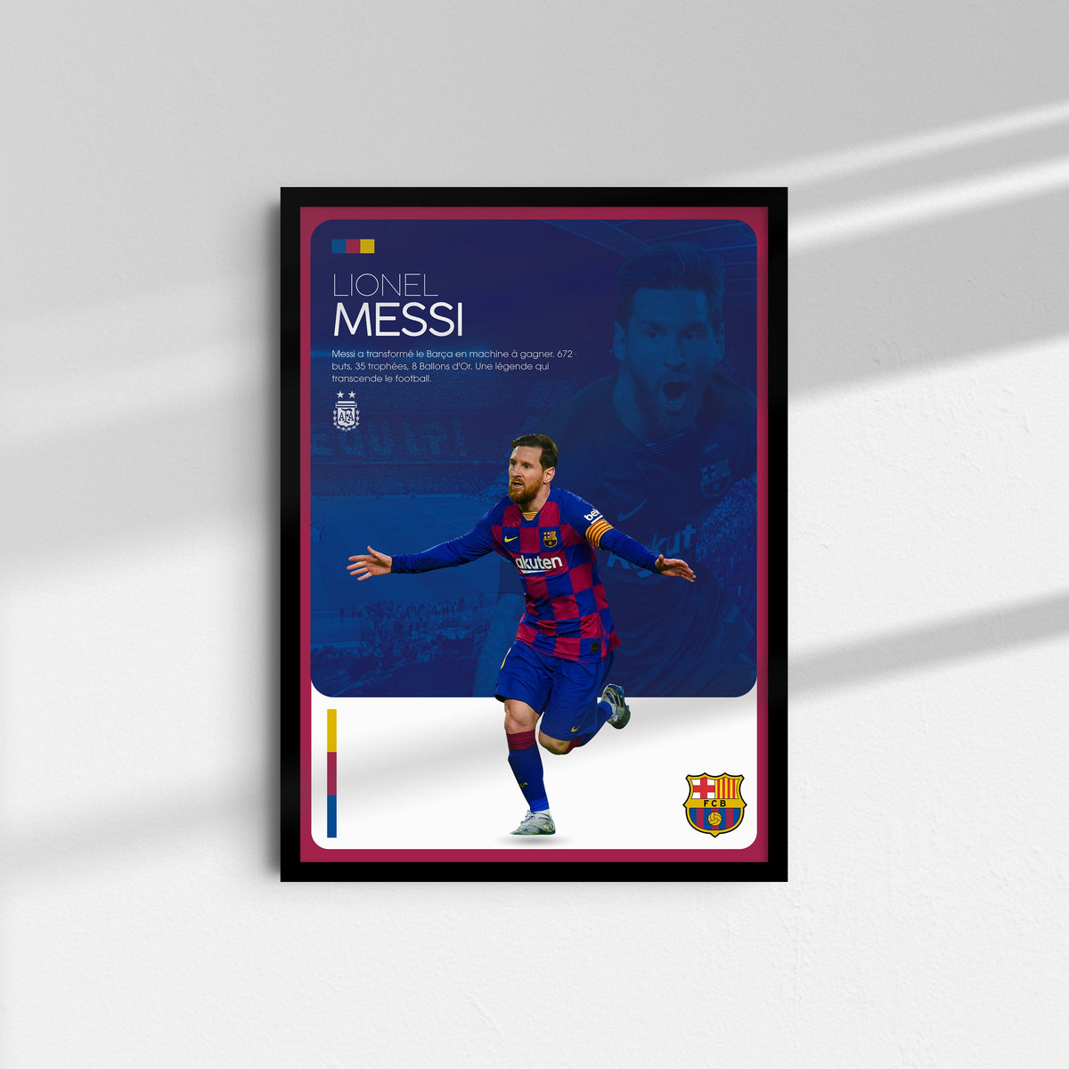 Affiche Lionel Messi - FC Barcelone – Affiche encadrée personnalisée - Cadre Perso