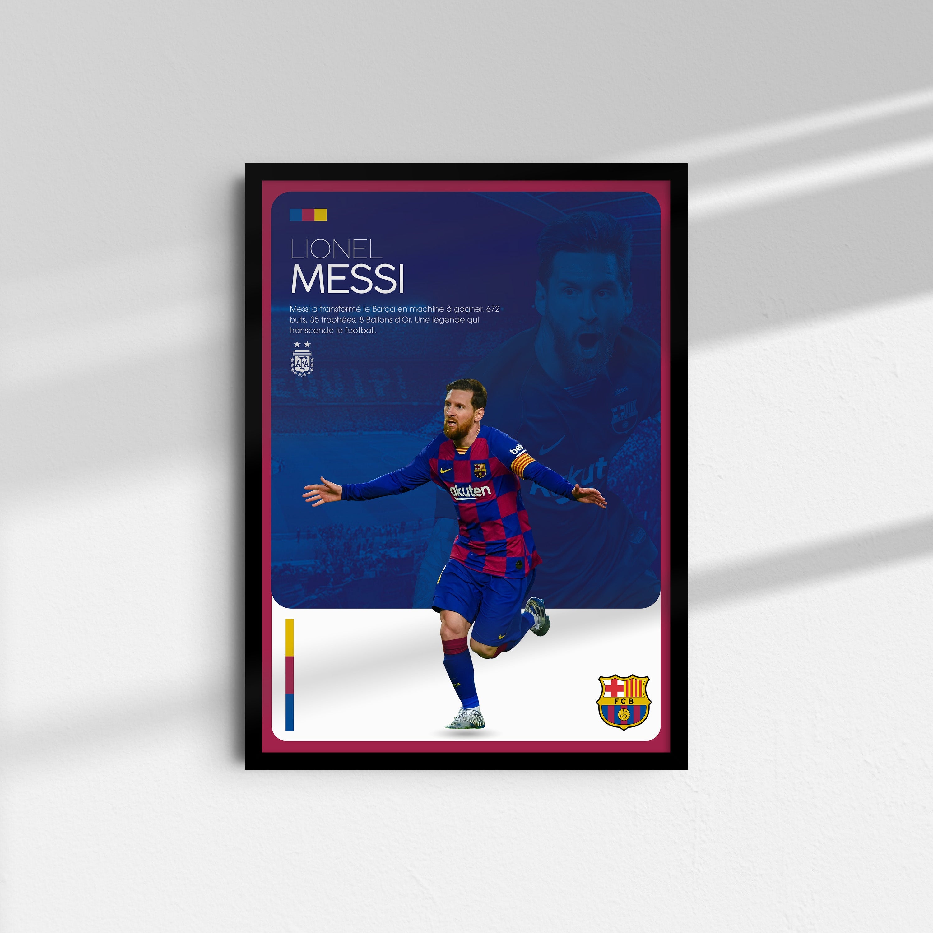 Affiche Lionel Messi - FC Barcelone – Affiche encadrée personnalisée - Cadre Perso