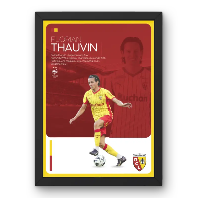 Affiche Florian Thauvin - RC Lens – Affiche encadrée personnalisée - Cadre Perso