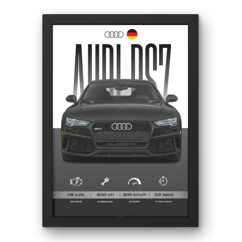 Affiche Audi RS7 – Affiche encadrée personnalisée - Cadre Perso