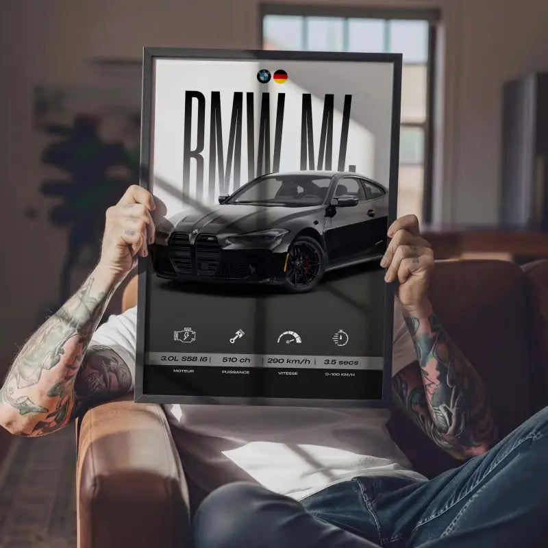 Affiche BMW M4 Competition – Affiche encadrée personnalisée - Cadre Perso