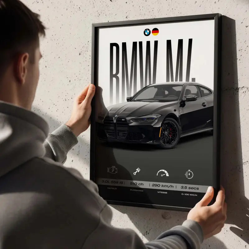 Affiche BMW M4 Competition – Affiche encadrée personnalisée - Cadre Perso