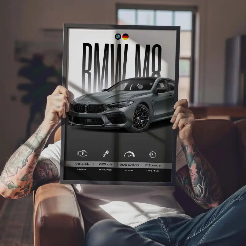 Affiche BMW M8 – Affiche encadrée personnalisée - Cadre Perso