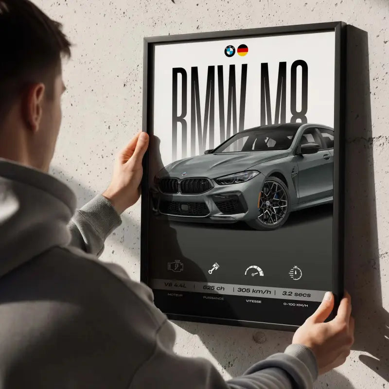 Affiche BMW M8 – Affiche encadrée personnalisée - Cadre Perso