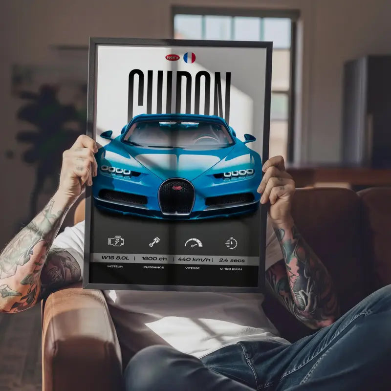 Affiche Bugatti Chiron – Affiche encadrée personnalisée - Cadre Perso