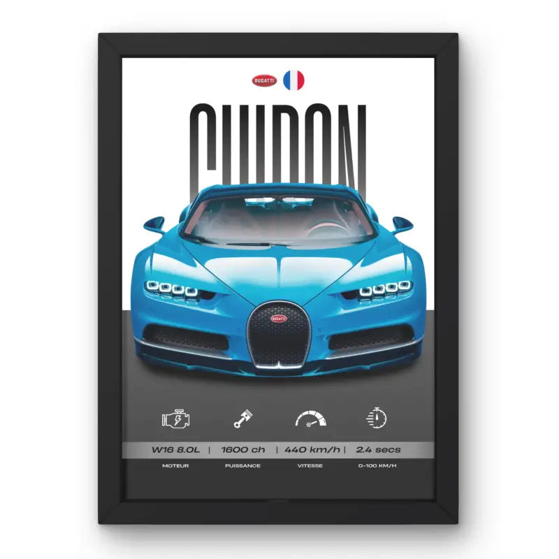 Affiche Bugatti Chiron – Affiche encadrée personnalisée - Cadre Perso