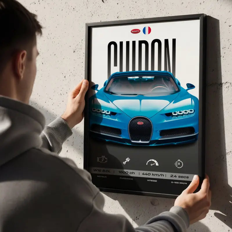 Affiche Bugatti Chiron – Affiche encadrée personnalisée - Cadre Perso