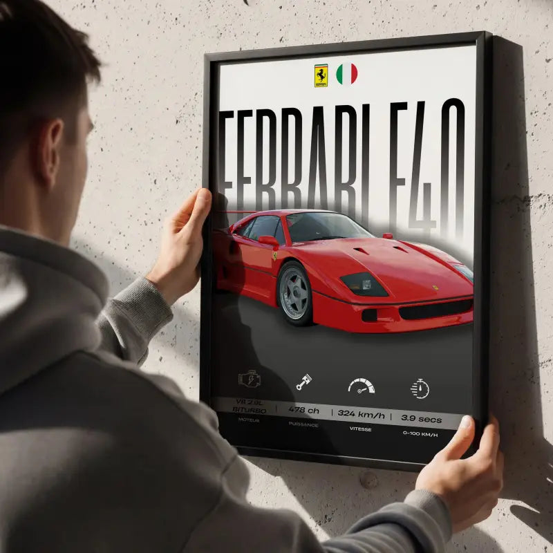 Affiche Ferrari F40 – Affiche encadrée personnalisée - Cadre Perso