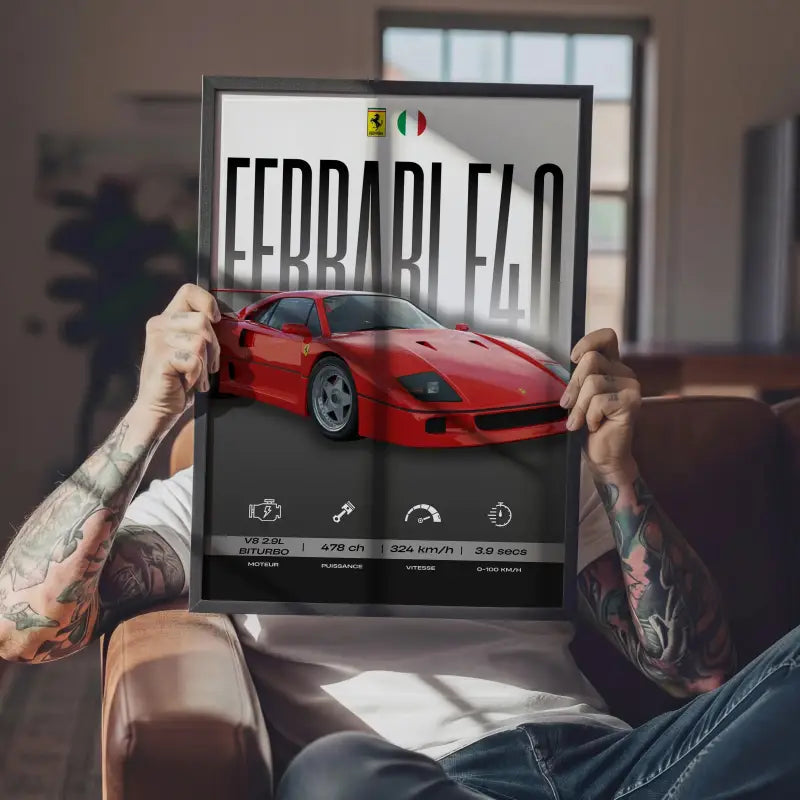 Affiche Ferrari F40 – Affiche encadrée personnalisée - Cadre Perso