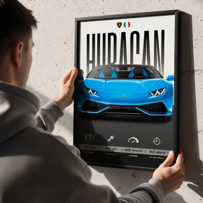 Affiche Lamborghini Huracán – Affiche encadrée personnalisée - Cadre Perso