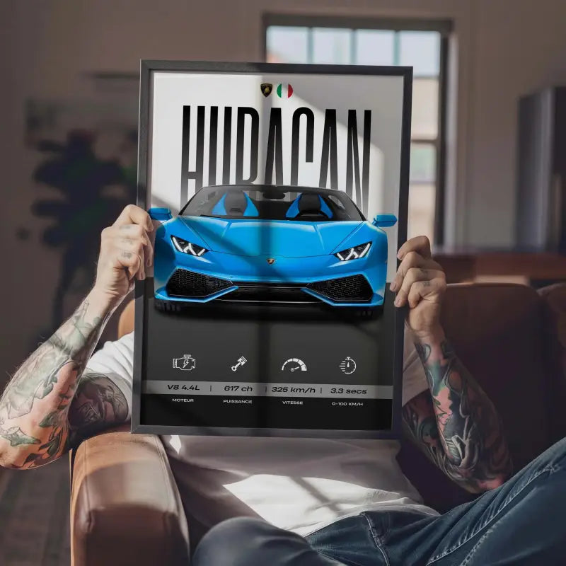 Affiche Lamborghini Huracán – Affiche encadrée personnalisée - Cadre Perso