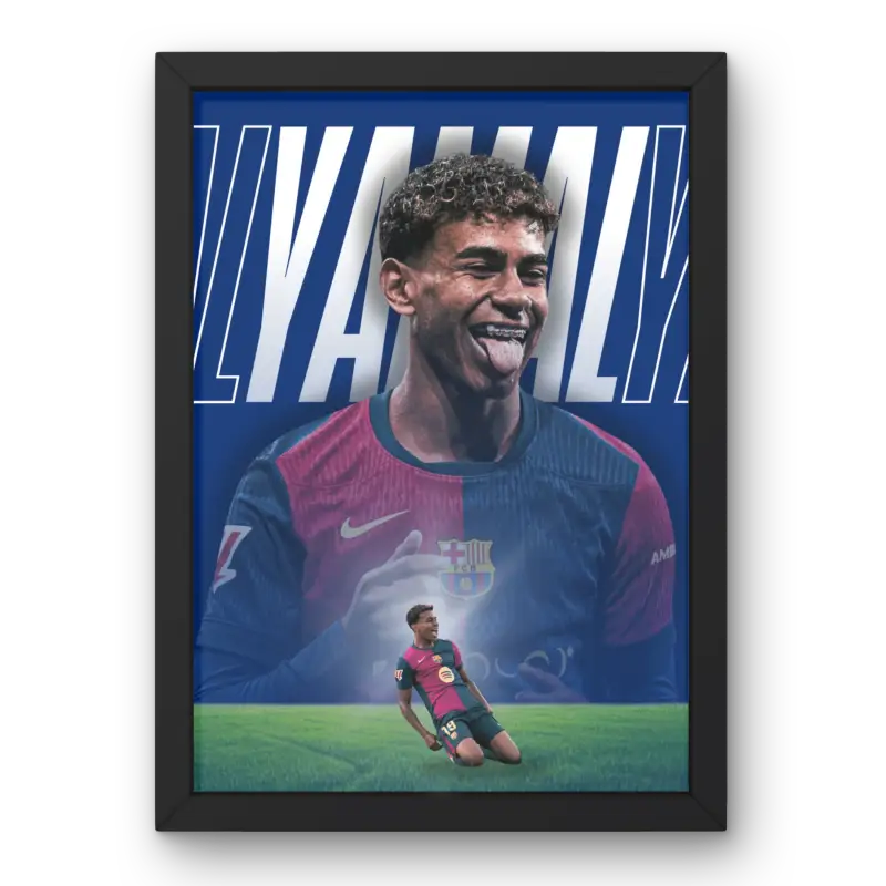 Affiche Lamine Yamal – Le Phénomène du Barça – Affiche encadrée personnalisée - Cadre Perso