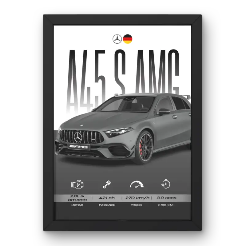 Affiche Mercedes A45 S AMG – Affiche encadrée personnalisée - Cadre Perso