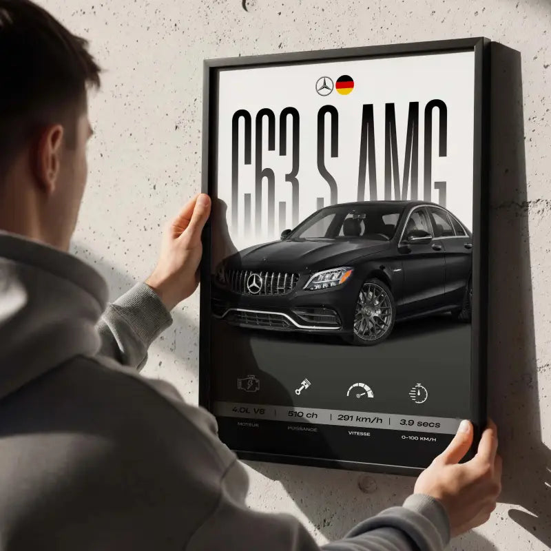 Affiche Mercedes C63 S AMG – Affiche encadrée personnalisée - Cadre Perso