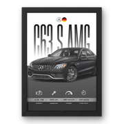 Affiche Mercedes C63 S AMG – Affiche encadrée personnalisée - Cadre Perso