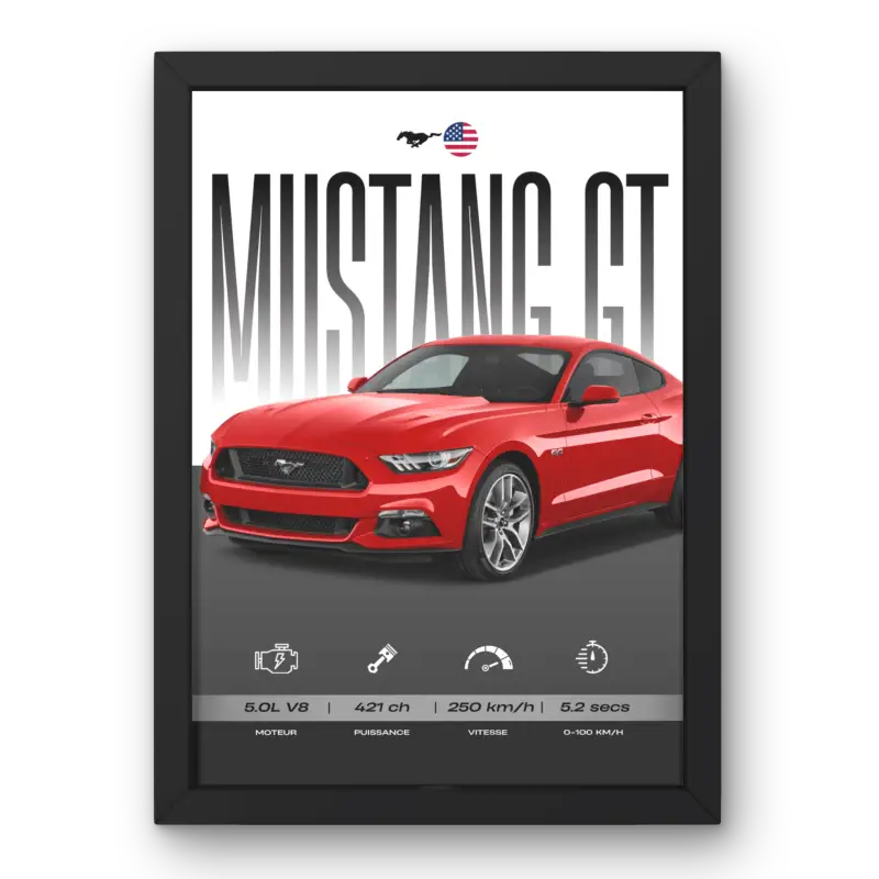 Affiche Mustang GT – Affiche encadrée personnalisée - Cadre Perso