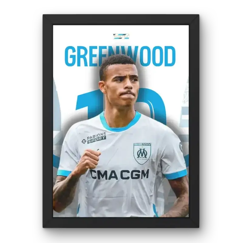 Affiche Mason Greenwood - Olympique de Marseille – Affiche encadrée personnalisée - Cadre Perso
