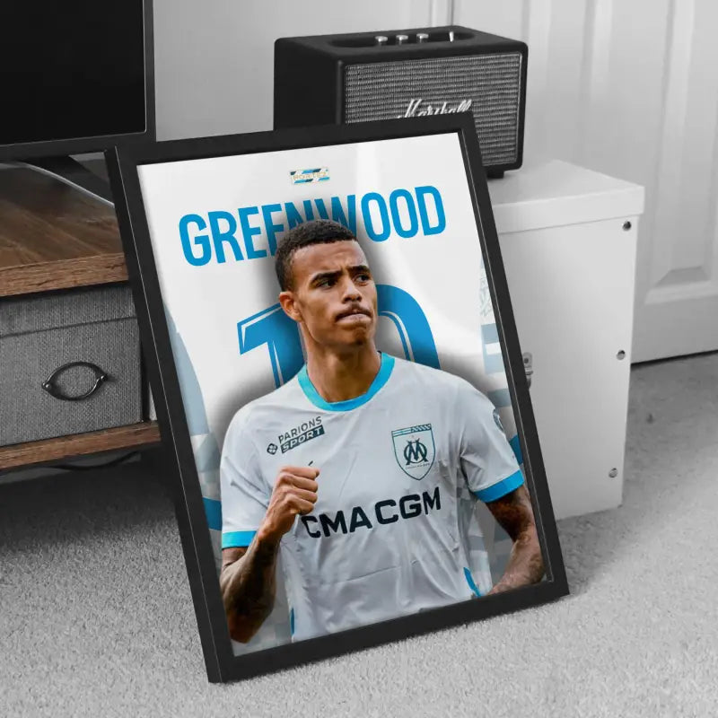 Affiche Mason Greenwood - Olympique de Marseille – Affiche encadrée personnalisée - Cadre Perso
