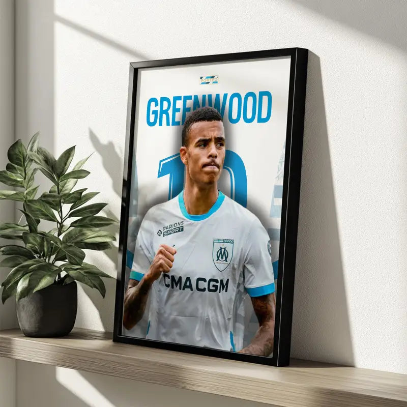 Affiche Mason Greenwood - Olympique de Marseille – Affiche encadrée personnalisée - Cadre Perso