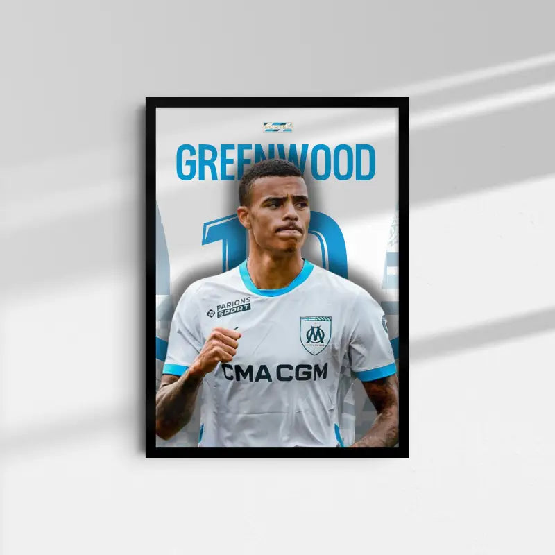 Affiche Mason Greenwood - Olympique de Marseille – Affiche encadrée personnalisée - Cadre Perso