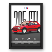 Affiche Peugeot 205 GTI – Affiche encadrée personnalisée - Cadre Perso