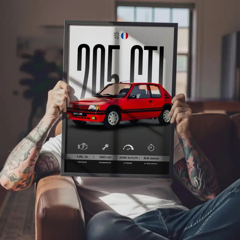 Affiche Peugeot 205 GTI – Affiche encadrée personnalisée - Cadre Perso