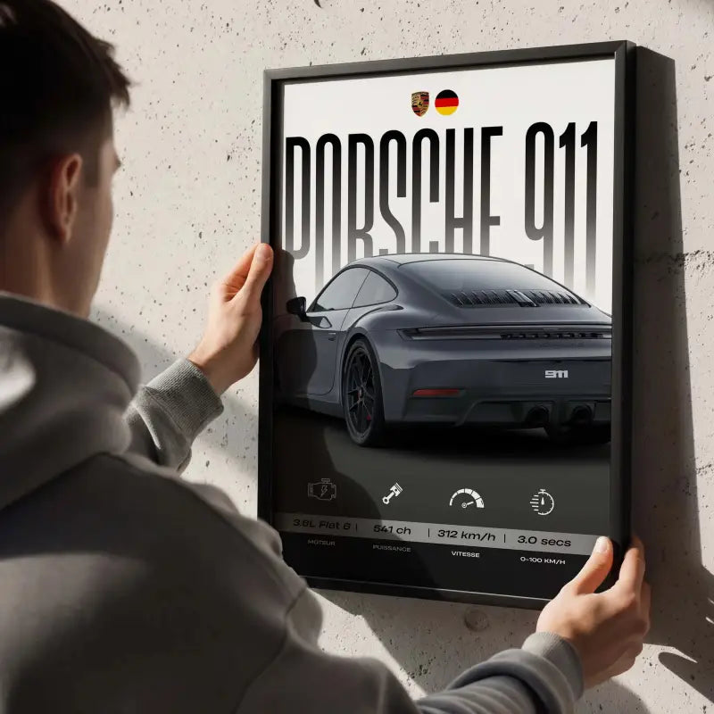 Affiche Porsche 911 – Affiche encadrée personnalisée - Cadre Perso
