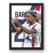 Affiche Barcola PSG 2024-2025 - L'Esprit Parisien – Affiche encadrée personnalisée - Cadre Perso