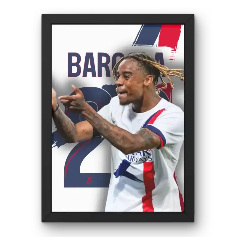 Affiche Barcola PSG 2024-2025 - L'Esprit Parisien – Affiche encadrée personnalisée - Cadre Perso
