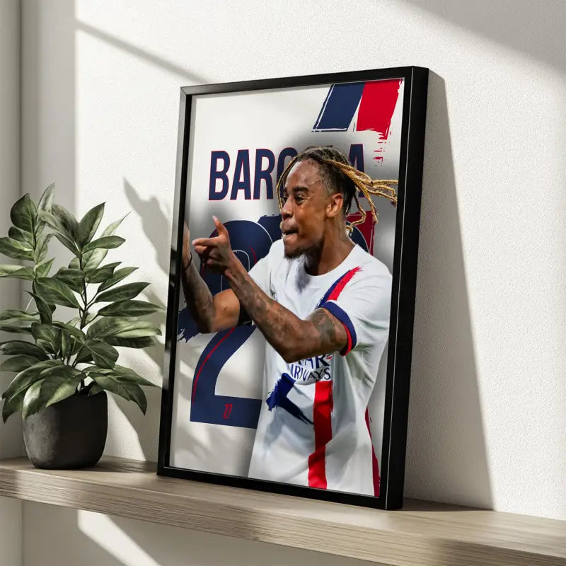 Affiche Barcola PSG 2024-2025 - L'Esprit Parisien – Affiche encadrée personnalisée - Cadre Perso