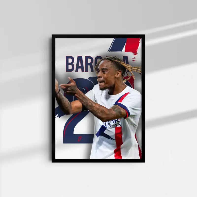 Affiche Barcola PSG 2024-2025 - L'Esprit Parisien – Affiche encadrée personnalisée - Cadre Perso