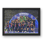 Affiche PSG - Vainqueur Ligue des Champions 2025 – Affiche encadrée personnalisée - Cadre Perso
