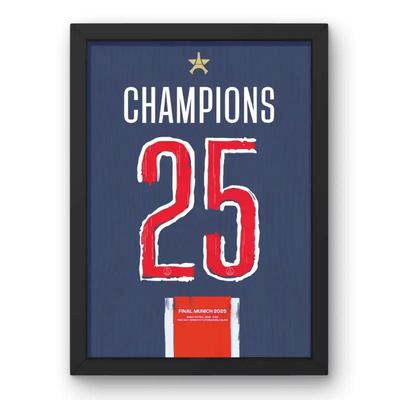 Affiche PSG Domicile 24/25 - Édition Champions LDC 2025 – Affiche encadrée personnalisée - Cadre Perso