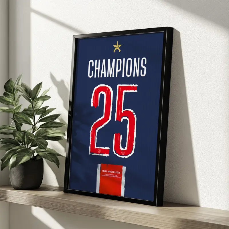 Affiche PSG Domicile 24/25 - Édition Champions LDC 2025 – Affiche encadrée personnalisée - Cadre Perso