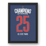 Affiche Maillot PSG 2025 – Champions d’Europe – Affiche encadrée personnalisée - Cadre Perso