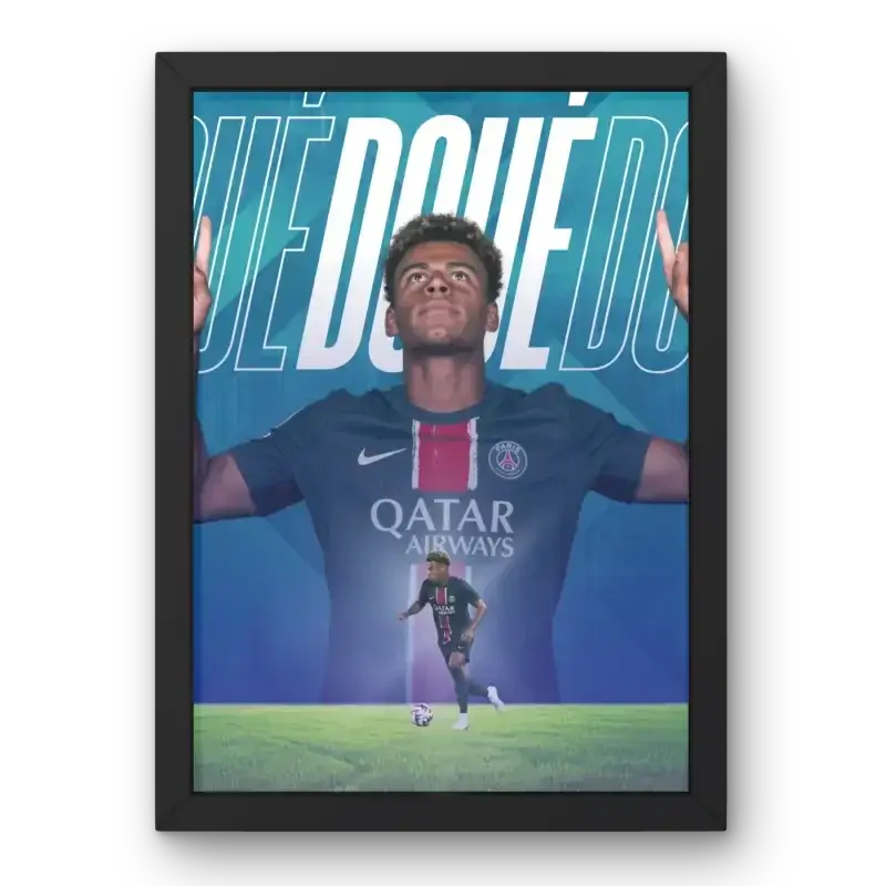 Affiche Désiré Doué - Paris Saint-Germain – Affiche encadrée personnalisée - Cadre Perso