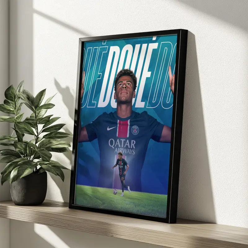 Affiche Désiré Doué - Paris Saint-Germain – Affiche encadrée personnalisée - Cadre Perso