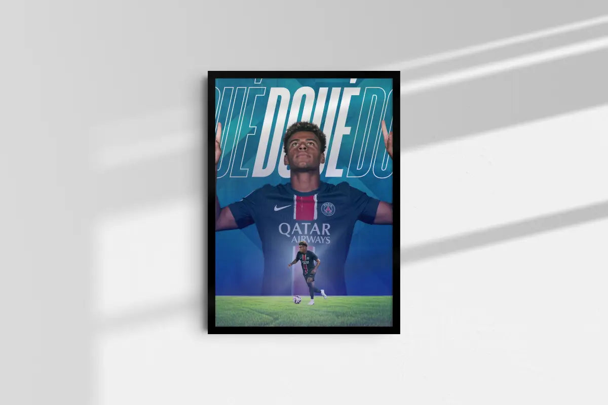 Affiche Désiré Doué - Paris Saint-Germain – Affiche encadrée personnalisée - Cadre Perso