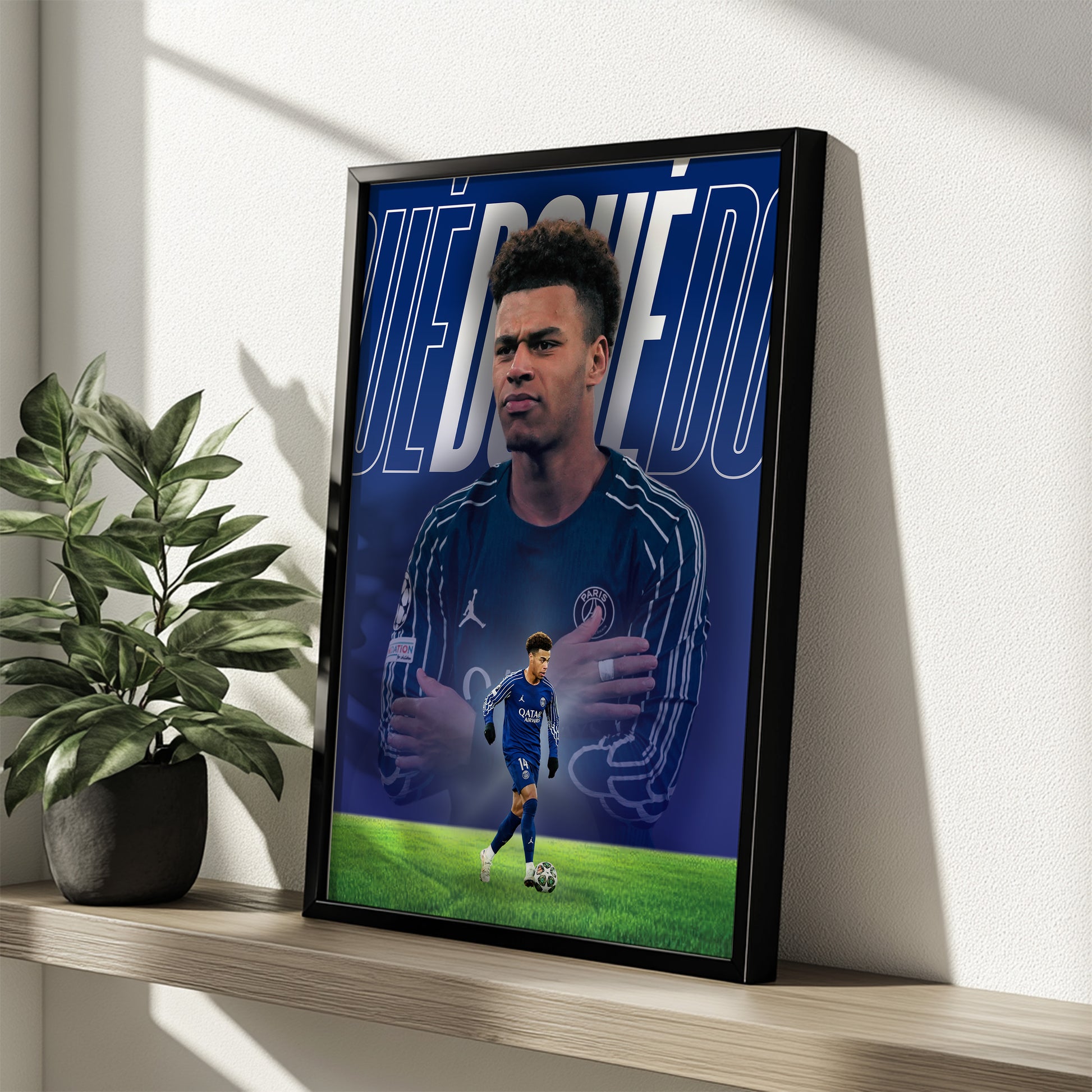 Affiche Désiré Doué - PSG – Affiche encadrée personnalisée - Cadre Perso
