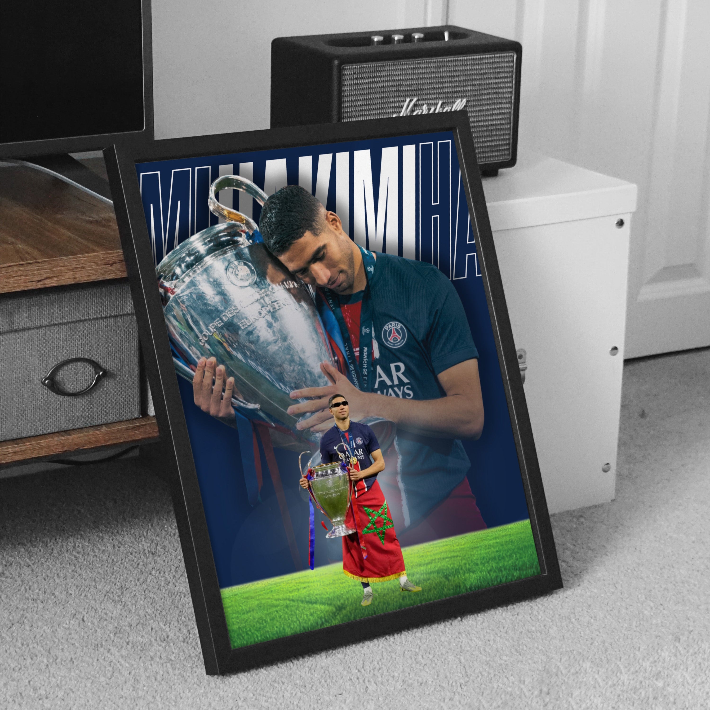 Affiche Hakimi - Paris Saint-Germain – Affiche encadrée personnalisée - Cadre Perso