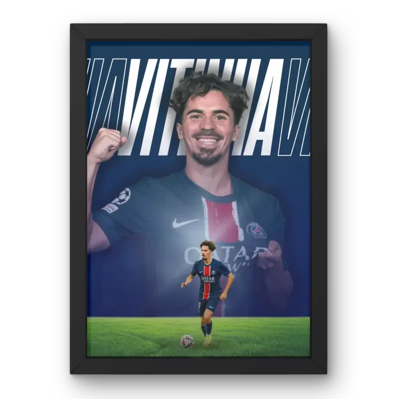 Affiche Vitinha - Paris Saint-Germain – Affiche encadrée personnalisée - Cadre Perso