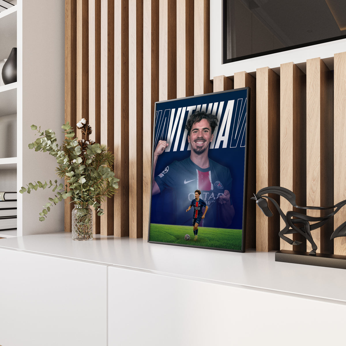 Affiche Vitinha - Paris Saint-Germain – Affiche encadrée personnalisée - Cadre Perso