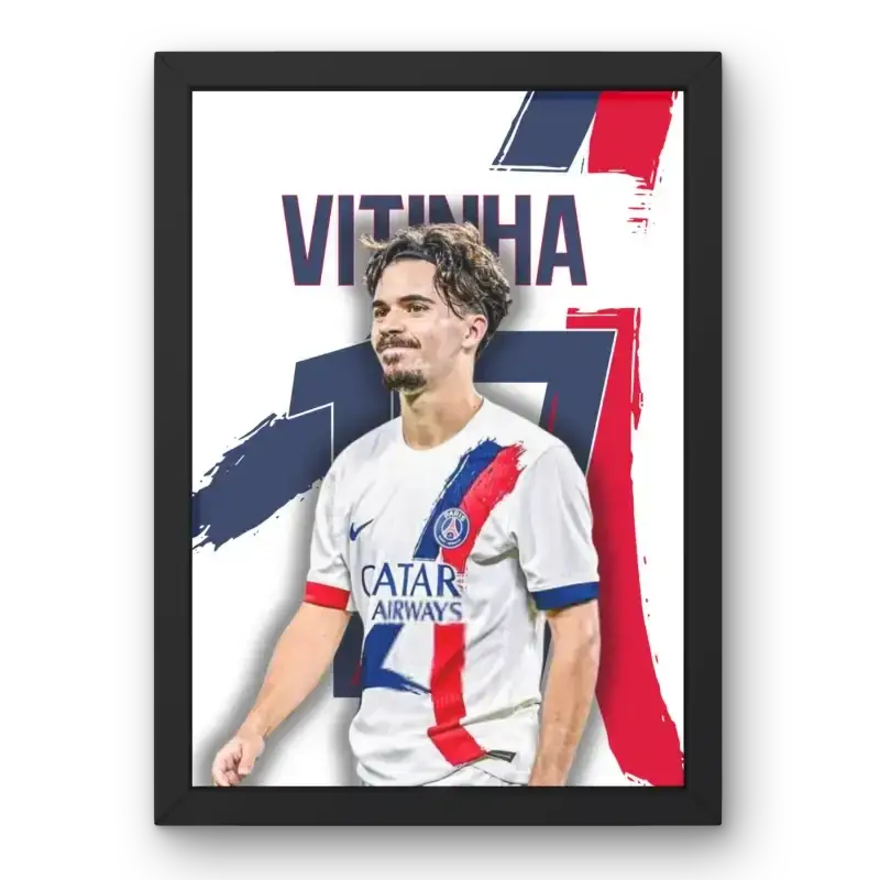 Affiche Vitinha - PSG | Le Talent au Milieu de Terrain – Affiche encadrée personnalisée - Cadre Perso