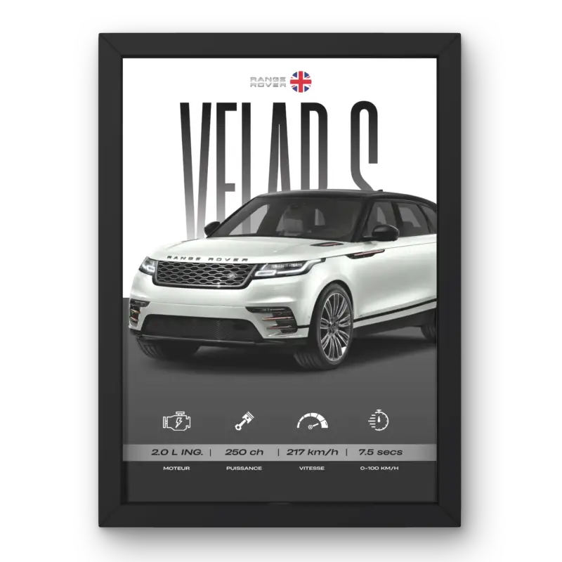 Affiche Range Rover Velar S – Affiche encadrée personnalisée - Cadre Perso
