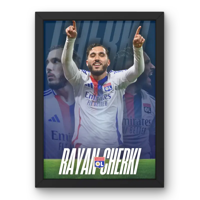 Affiche Rayan Cherki - Le Joyau de l’OL – Affiche encadrée personnalisée - Cadre Perso