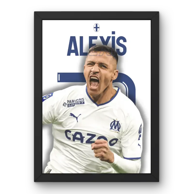 Affiche Alexis Sánchez - Olympique de Marseille | L'Attaquant Phocéen – Affiche encadrée personnalisée - Cadre Perso