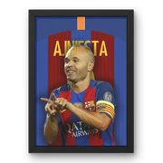 Affiche Andrés Iniesta - Maestro du FC Barcelone – Affiche encadrée personnalisée - Cadre Perso